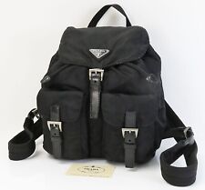 Authentic PRADA Black Nylon and Leather Backpack Bag Purse #44763A picture