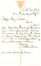 Handwritten letter New York 1868 signed JH VanReed George & Fenton Esq Newburgh picture