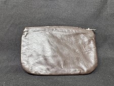 Vintage German Minimalist Leather Tobacco Pouch | Smooth Coffee Brown | Estate picture