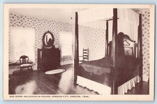 1940 Oregon City Oregon OR Postcard Bed Room McLoughlin House Meriwether Family picture