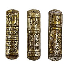 Set 3 beautiful Brass Mezuzah Case, Israel, TAMAR 1980's picture