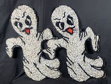✨Lot Of 2- Vintage Melted Plastic Popcorn Ghost Halloween Decor 19”H x 15”W✨ picture
