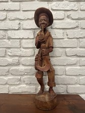 vintage Haitian hand-carved mahogany wood sculpture Haitian Folk Art 24” picture