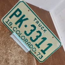 Vintage 1973 Colorado Truck License Plate PK-3311 Man Cave BAR Garage Decor picture