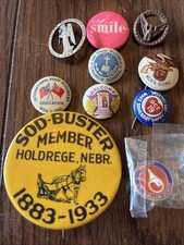Vintage Pin Lot 10pc - WWII Ruptured Duck, 1945 Swiss Ski, Roy's Guns Premium picture