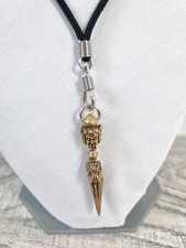 Set Tibetan Buddhism Phurba Pendant 3 Faces Mahakal Gold Necklace ฺBlack String picture