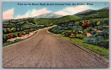 Motor Road Acadia National Park Bar Harbor Miand Country Road Mountain Postcard picture