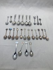 Lot of 24 Vtg Collectors Souvenir Spoons Travel Mini Spoons, Silver Plated Mixed picture