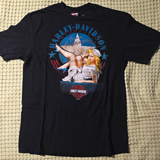 Vintage '10 Harley Davidson Avalanche Denver TShirt XL Biker Built Sailor Pin Up picture