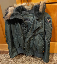 Vintage 1963  Alpha Industries N-2B Flight Jacket Real Fur Hood silver label picture