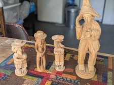 Primitive vintage hand carved wood carvings picture