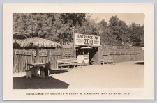 Entrance To Arizona First Largest Zoo Apache Junction Early RPPC Postcard picture