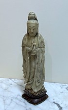 BEAUTIFUL VINTAGE CHINESE STONE SCULPTURE OF A BUDDHIST BODHISATTVA GUANYIN picture