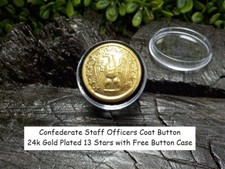 24k Gold Plated Confederate Staff Officers Coat Button with Free Button Case picture