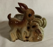Vintage Shawnee USA Anthropomorphic Doe & Fawn Deer Planter #721 picture