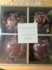 Christian Siriano Set of 4 Glass Christmas Ornaments picture