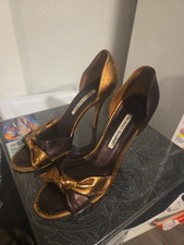 Manolo Blahnik Women’s Leather D’Orsay Open Toe Bow Stiletto Heels 7.5 picture