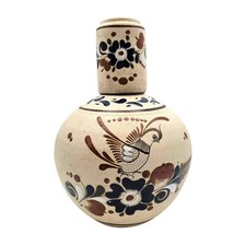 VTG Tonalá Mexico Folk Art Pottery Water Jug Cup Lid 12.5
