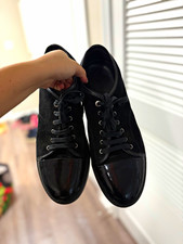 LANVIN Men’s Black Suede Lace-Up Cap Toe Oxford Dress Shoes US 12 picture