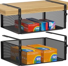 AmonHouseware 2Pack Under Shelf Basket,Adjustable Hanging Large, Black picture