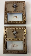 2 VTG 1962 National Post Office Box Doors / Greek Key Combination Lock W / Glass picture