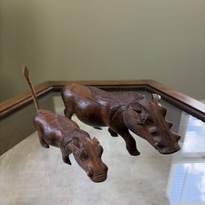 Hand Carved Shona Warthog Sculptures from Zimbabwe – Ironwood As Is picture