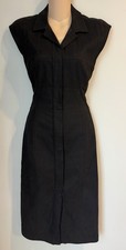 Narciso Rodriguez Black Pencil Midi Zip Button Front Dress Cut Out Back size 4 picture