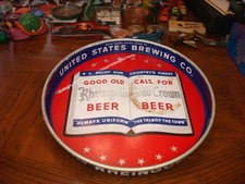 VINATGE UNITED STATES BREWING COMPANY BEER TRAY GOLD CROWN RHEINGOLD UNION MADE picture