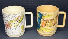 Vintage 1977 Marvel Comics The Incredible Hulk Spiderman Plastic Cup Mug Handled picture