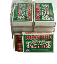 Vintage 1970's ROSEBUD Safety Matches - 9 Pocket Size Boxes w/Wood Matches picture