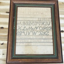 Antique Signed Alphabet Embroidery Sampler 1831 19th Century Mexico Framed picture
