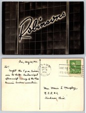 Vintage 1951 Robinsons Department Store Neon Sign Postcard Akron Ohio Postmarked picture