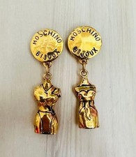 Extremely Rare Moschino Vintage Gold Dress Earrings Clip On Near Mint Collectors picture