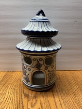 Blue And White Porcelain Japanese Bird House/Bird Feeder Pagoda Style picture
