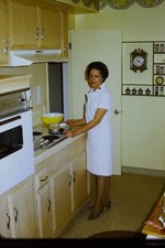 c1970's Kodachrome 35mm Slide, Woman Kitchen General Electric Oven mid 1970s picture