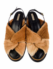 Dries Van Noten Brown Fur Twist Slingback Buckle Sandals Women’s 8.5 EUC #1155 picture