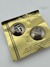 Vintage WWII/1940s US Army Enlisted Collar Discs Set Corps Of Engineers 18k GP picture