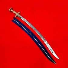 Old Vintage Indo Persian Mughal Sikh Rajput Gold Jeweled Wootz Sossun Pata Sword picture