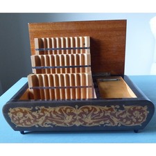 Vintage Italian Wooden Marquetry Musical Cigarette Dispenser Reuge Needs Work picture