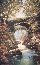 Postcard North Wales Series II Roman Bridges Bettws-Y-Coed Oilette #1723 picture