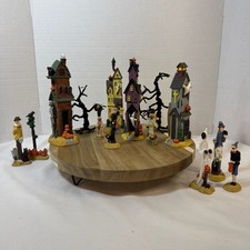 Spooky Halloween Village Set  Houses Trees Figurines picture