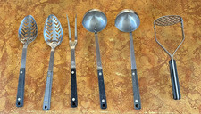 Vintage Flint Arrowhead / EKCO Stainless Utensils Set of 6 - Black Handles picture