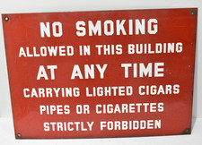 Vintage NO SMOKING Shop Sign Antique Industrial Metal Gas Station Sign 20X14 picture