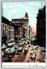 Broadway North from Ann Street New York City New York Trolleys Postcard picture