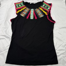 Vintage Moschino Jeans Y2K Embroidered Tribal Cowrie Shell Stretch Top Italy picture