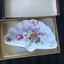 Vintage Royal Crown Derby English Bone China Derby Posies Trinket Dish Fan Shape picture