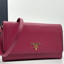 PRADA Women Bag Saffiano Shoulder Wallet Long Cross Body Leather VHTF Designer C picture