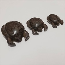 Egyptian Scarab Beetle Stone Figurines Set of 3 Handmade Vintage Style Decor picture