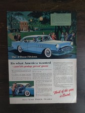 Vintage Buick 1955 4-Door Riviera Blue Sedan Classic Car Full Page Original Ad picture
