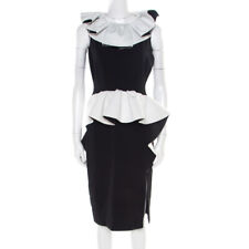 Moschino Monochrome Crepe Ruffled Trim Sleeveless Midi Dress M picture
